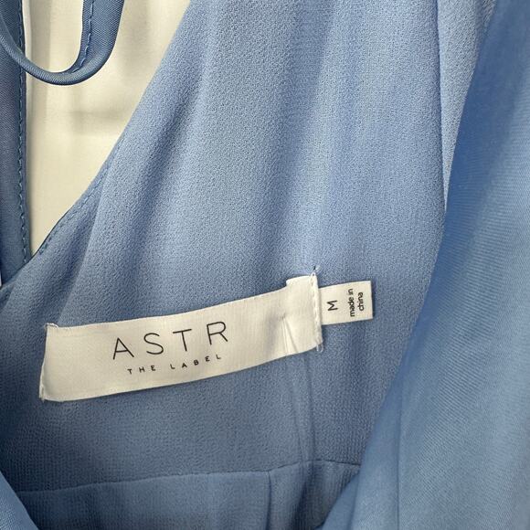 ASTR The Label Marla Flutter Strap Blue Satin Mini Dress New Womens Medium - Picture 10 of 11